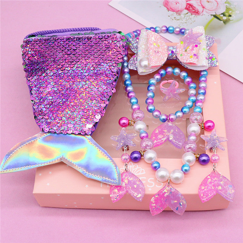 CONJUNTO DE JOYERÍA SIRENA - COLLAR - ARETES - ANILLO - PULSERA - LAZO - MONEDERO - 12050