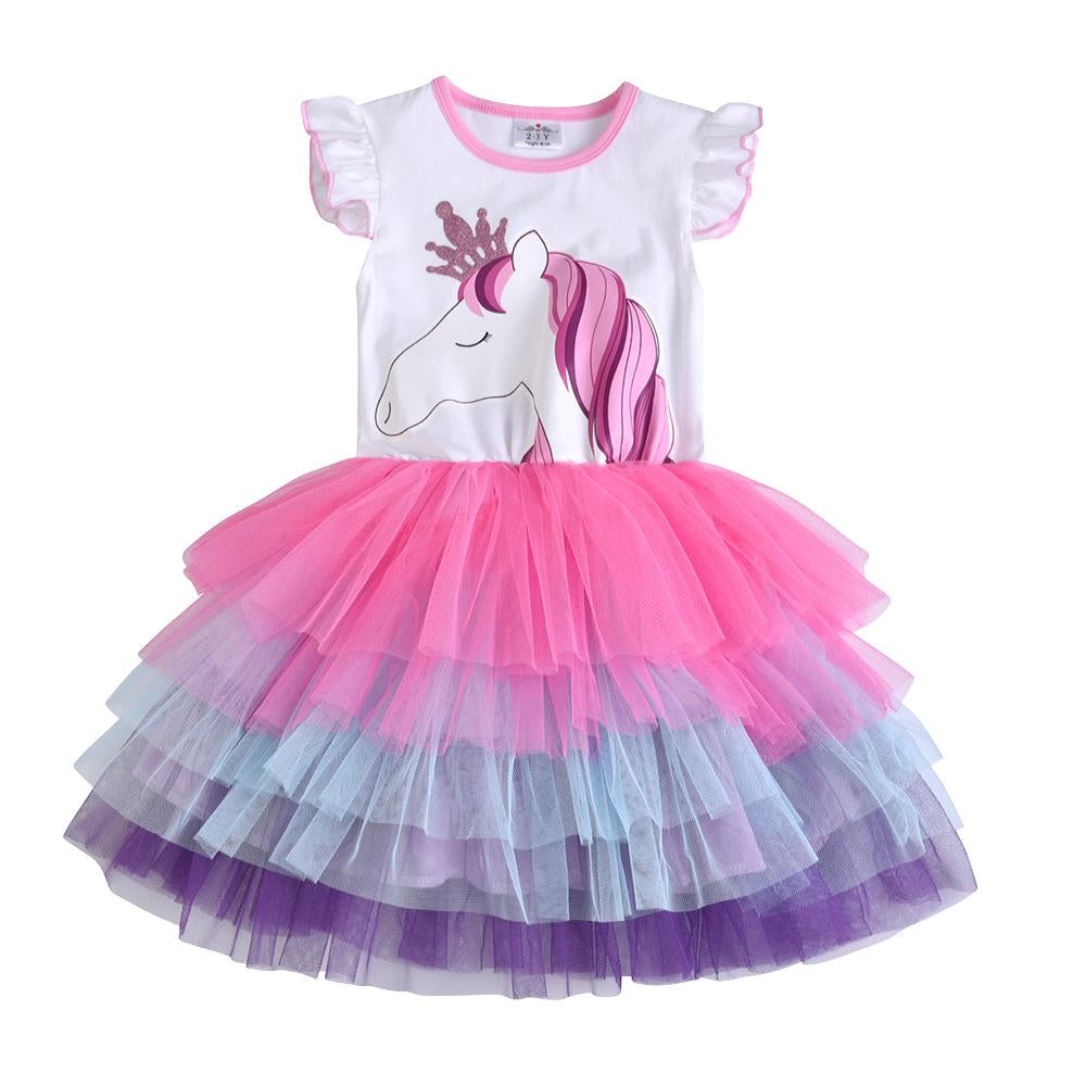 SHORT SLEEVED DRESS WITH UNICORN - 10000