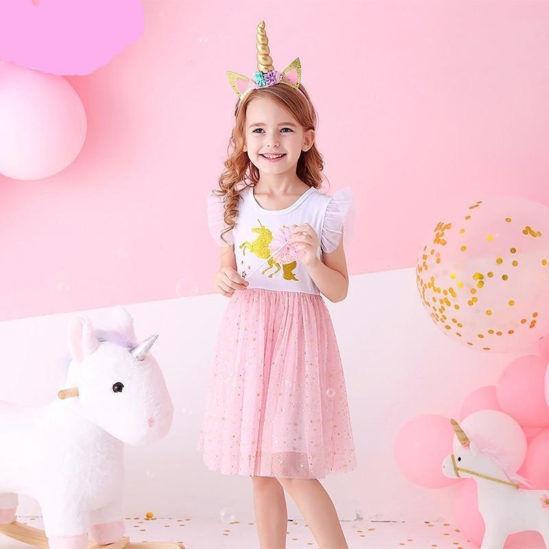 SHORT SLEEVED UNICORN DRESS - 10003