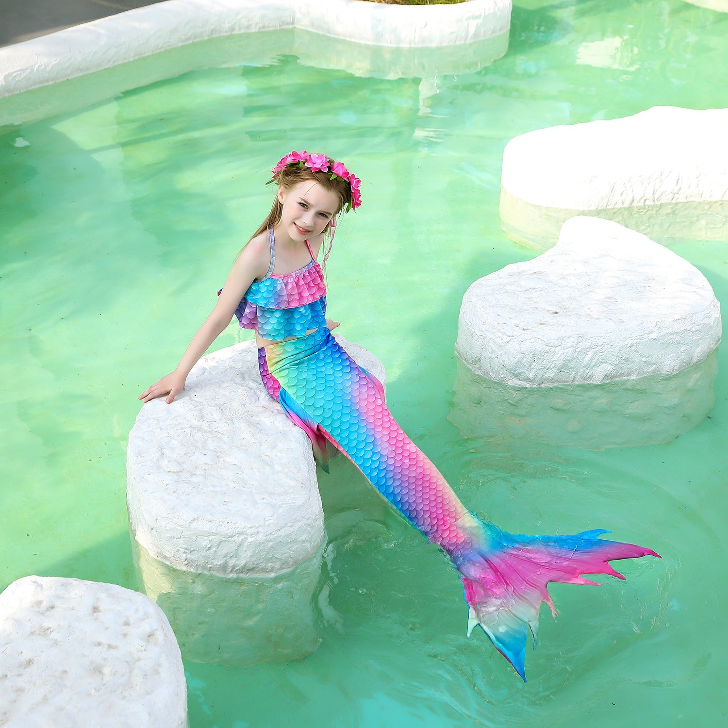 SET OF BIKINI SWIMSUIT FOR GIRLS WITH MERMAID TAIL - 11997