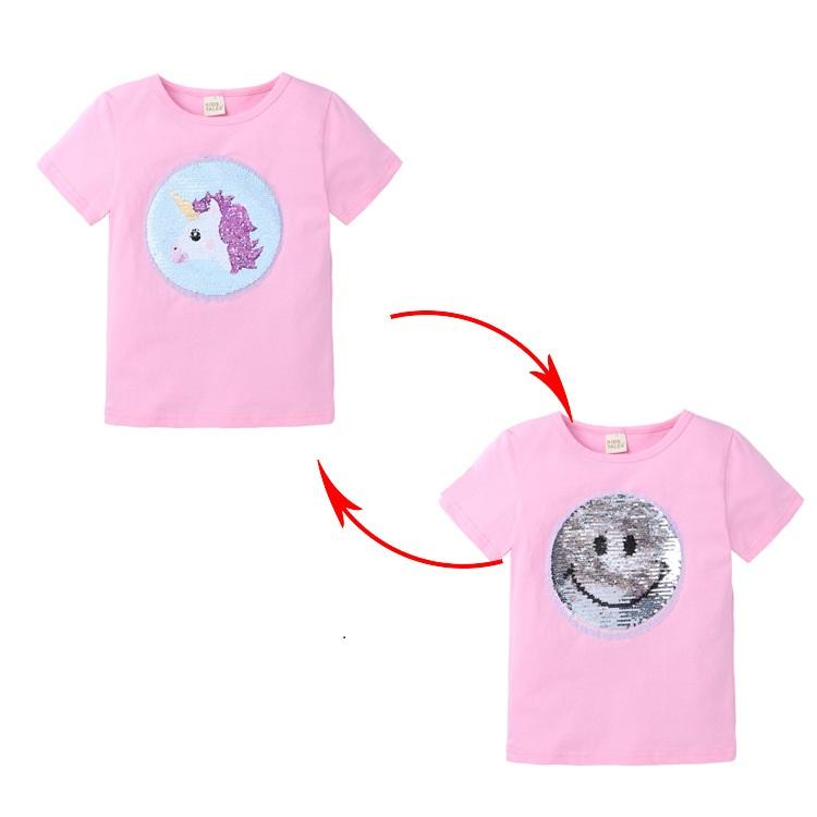 SHORT SLEEVED T-SHIRT WITH SEQUINS FOR GIRLS - 10559