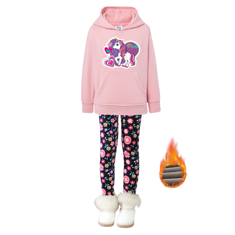 SET OF WARM LEGGINGS AND HOODIE FOR GIRLS - 11822