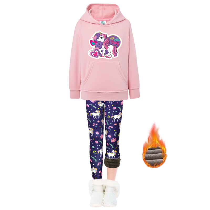 SET OF WARM LEGGINGS AND HOODIE FOR GIRLS - 11824