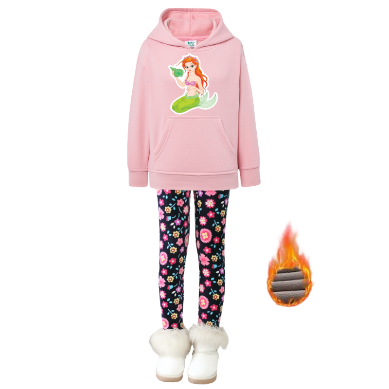 SET OF WARM LEGGINGS AND HOODIE FOR GIRLS - 11828