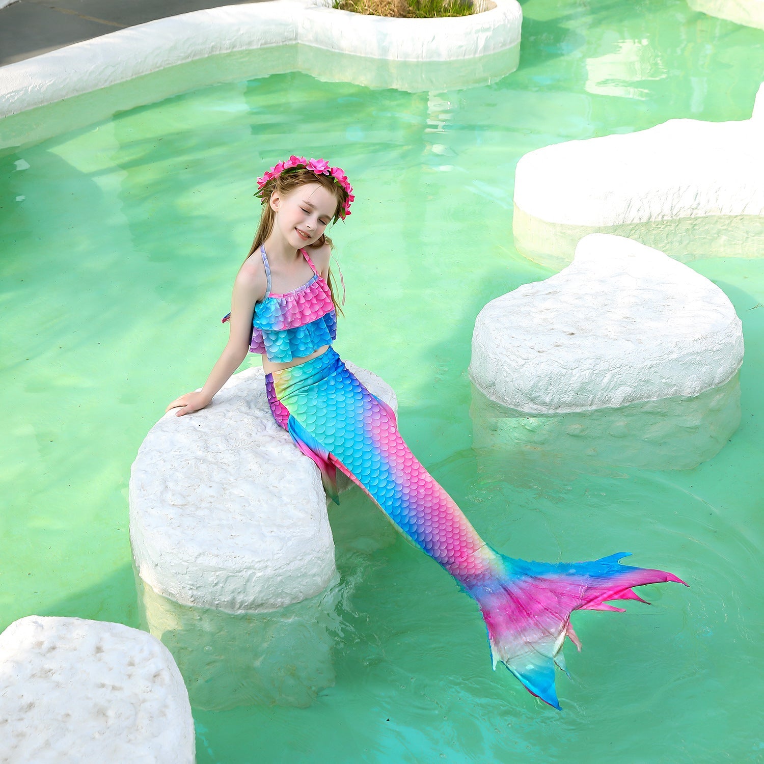 SET OF BIKINI SWIMSUIT FOR GIRLS WITH MERMAID TAIL - 11997