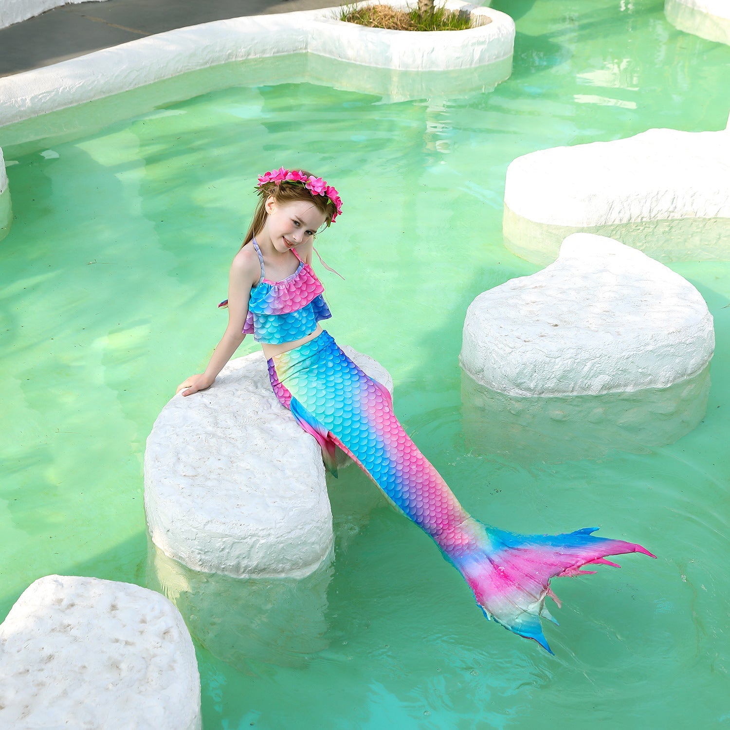 SET OF BIKINI SWIMSUIT FOR GIRLS WITH MERMAID TAIL - 11997