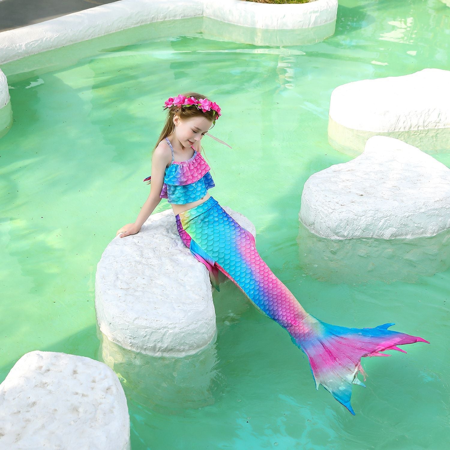 SET OF BIKINI SWIMSUIT FOR GIRLS WITH MERMAID TAIL - 11997
