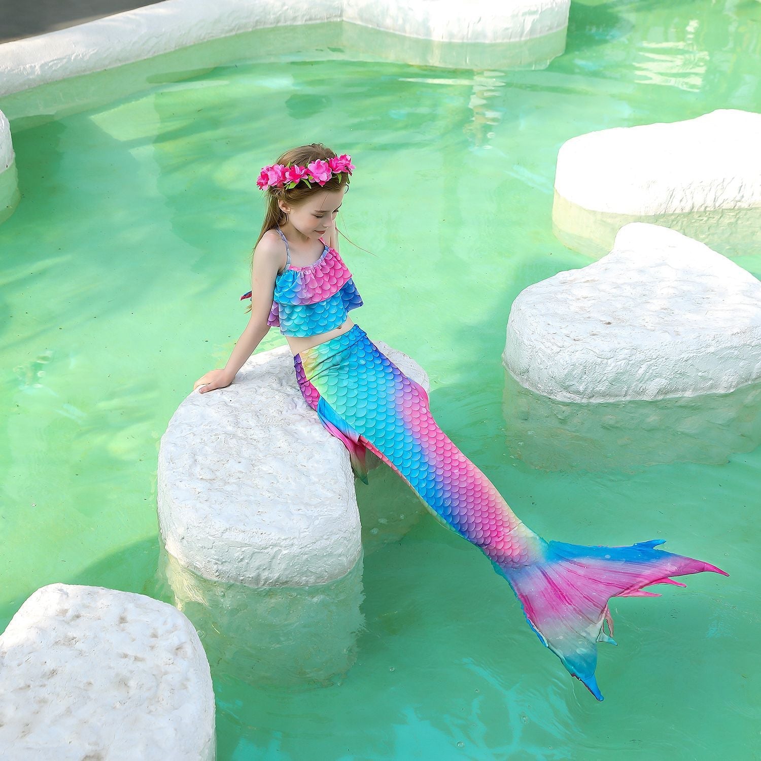 SET OF BIKINI SWIMSUIT FOR GIRLS WITH MERMAID TAIL - 11997