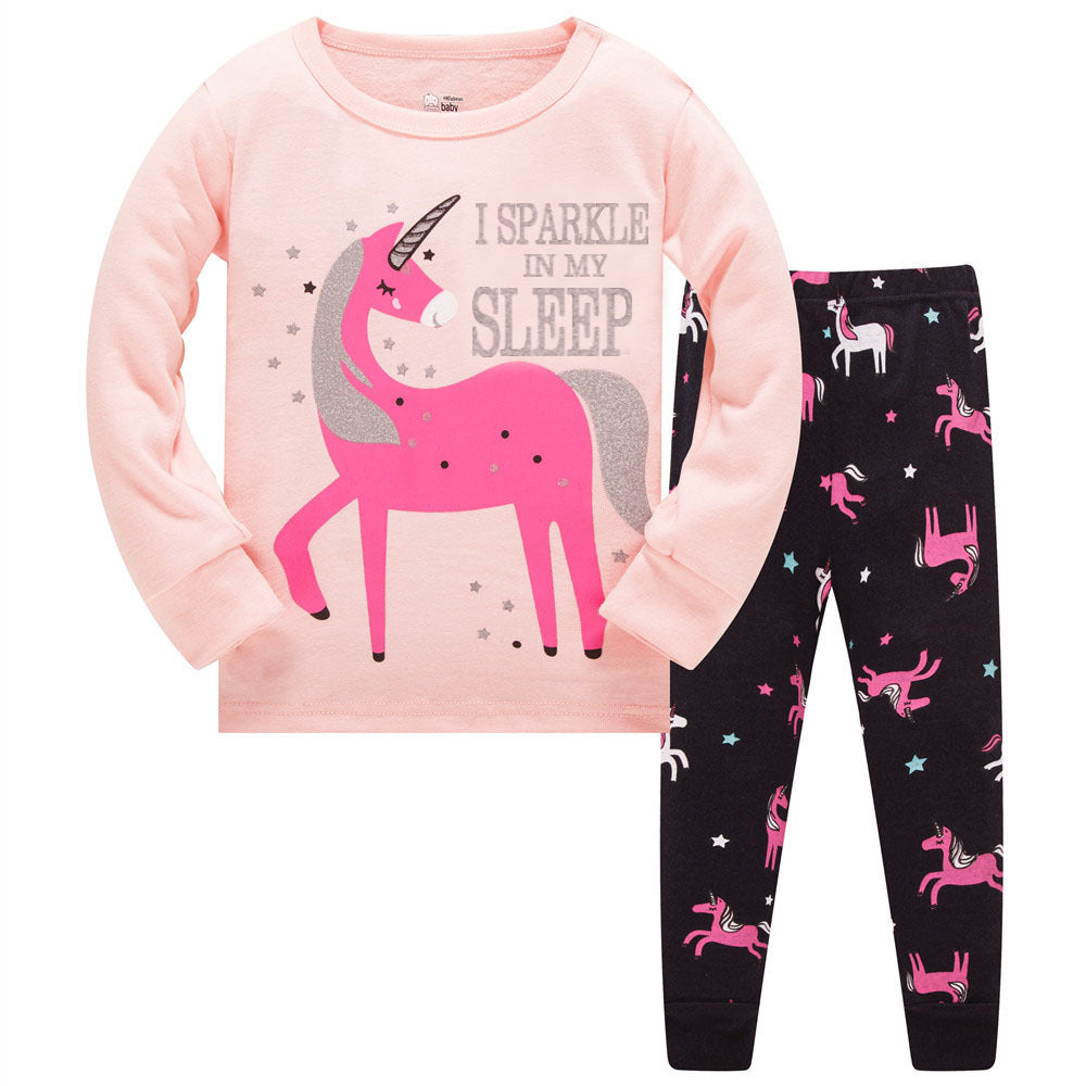 ELASTIC AND SLIMFIT LONG SLEEVED PAJAMAS FOR GIRLS WITH A UNICORN
