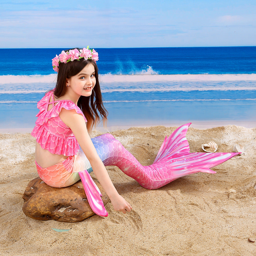 SET OF BIKINI SWIMSUIT FOR GIRLS WITH MERMAID TAIL - 11996
