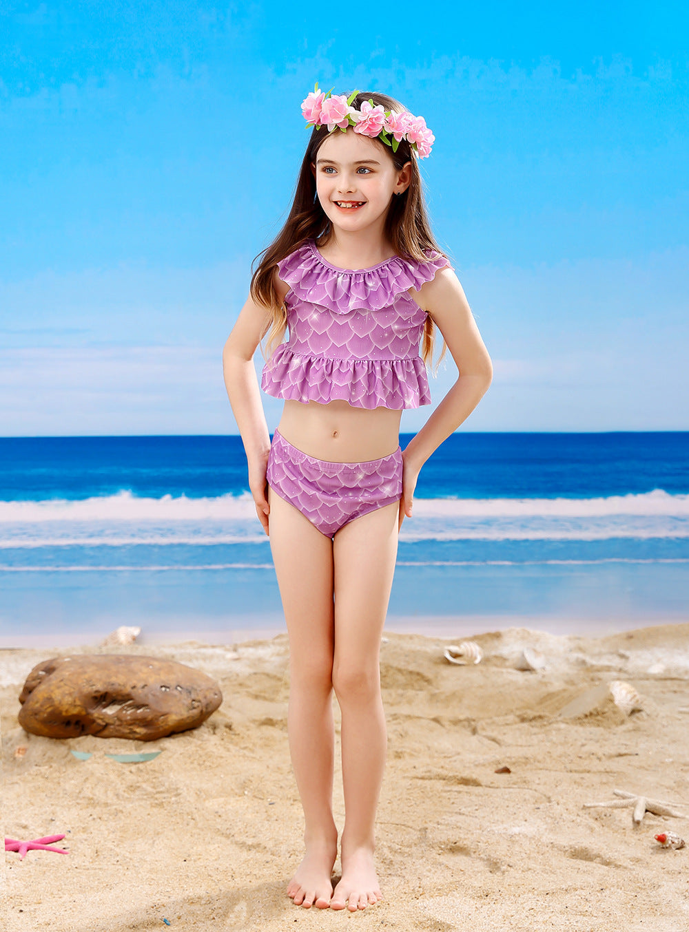 SET OF BIKINI SWIMSUIT FOR GIRLS WITH MERMAID TAIL - 11999