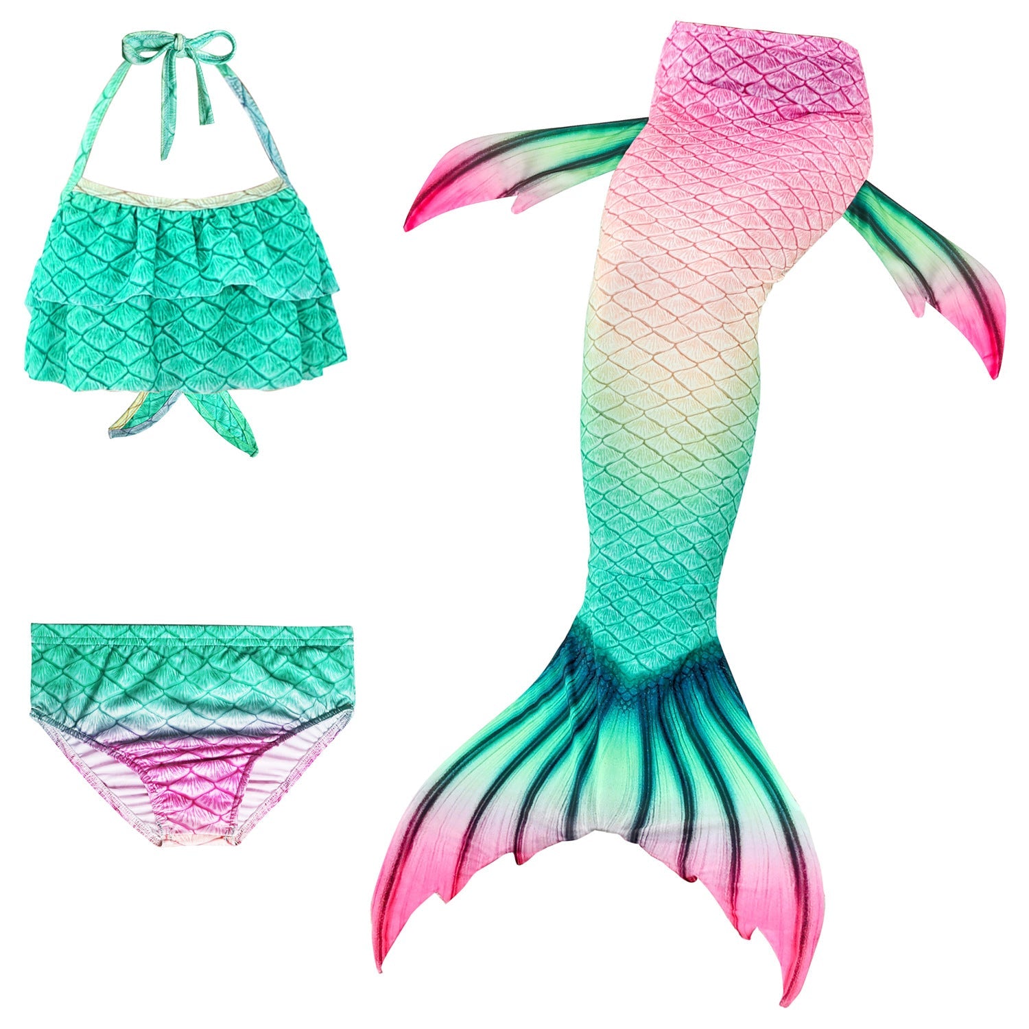 SET OF BIKINI SWIMSUIT FOR GIRLS WITH MERMAID TAIL - 11680