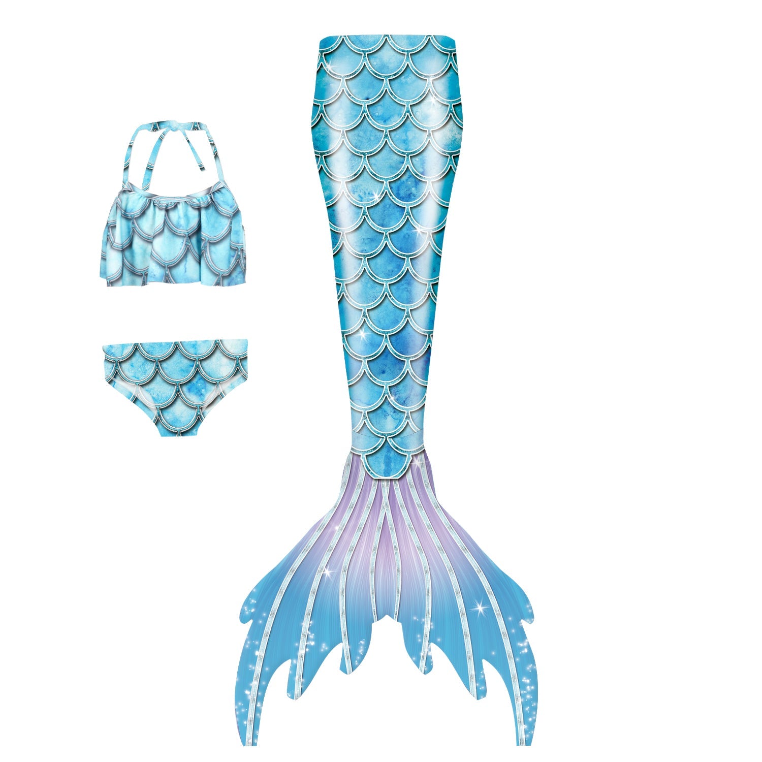 SET OF BIKINI SWIMSUIT FOR GIRLS WITH MERMAID TAIL - 12422