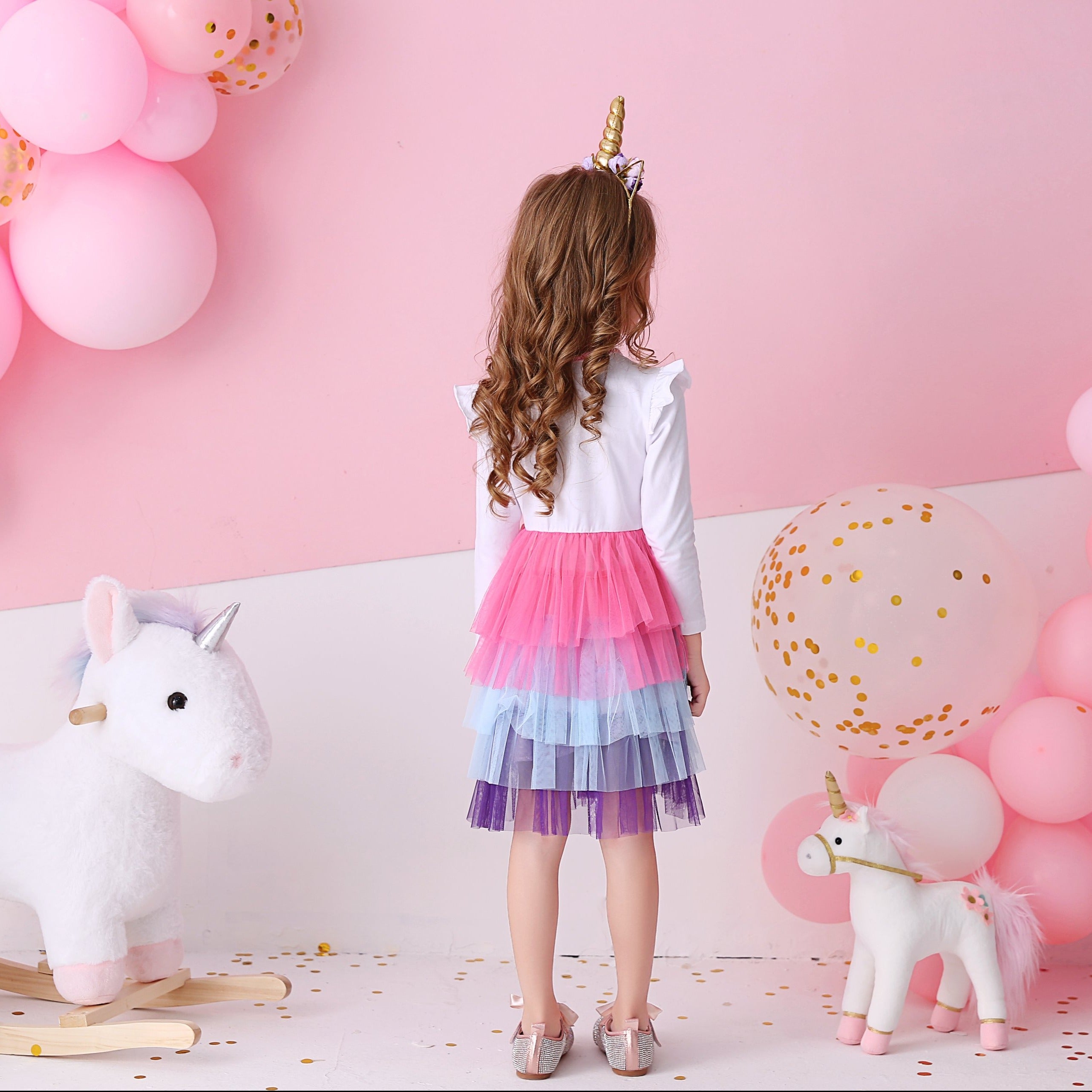 LONG SLEEVED DRESS WITH UNICORN - 10800