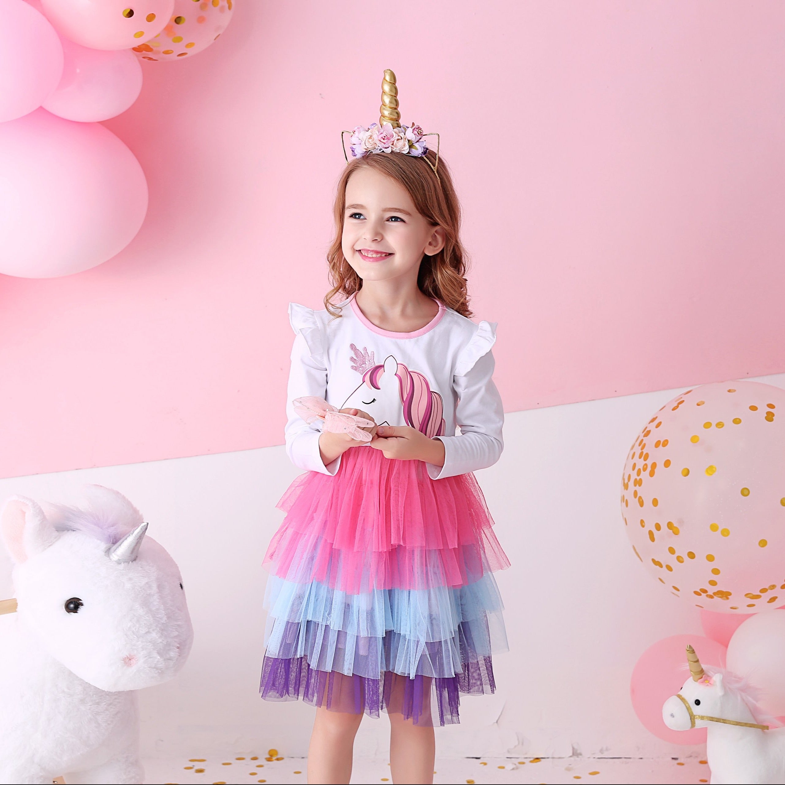 LONG SLEEVED DRESS WITH UNICORN - 10800