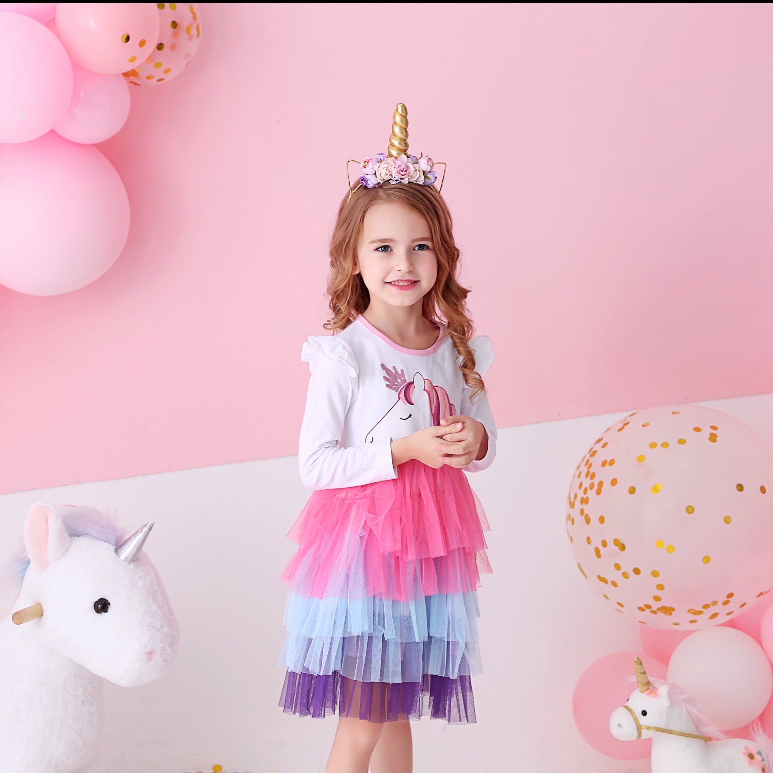 LONG SLEEVED DRESS WITH UNICORN - 10800
