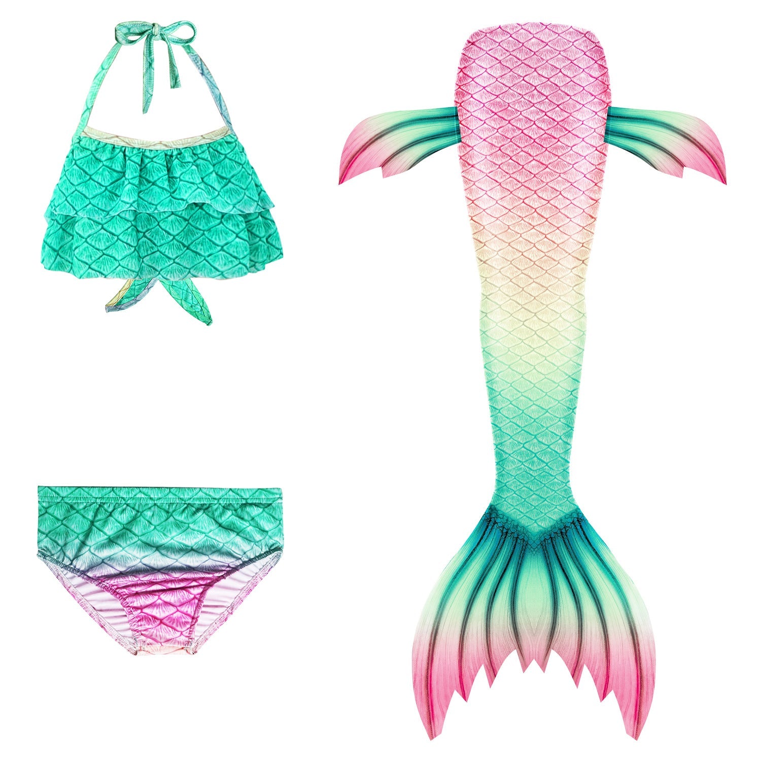 SET OF BIKINI SWIMSUIT FOR GIRLS WITH MERMAID TAIL - 11680