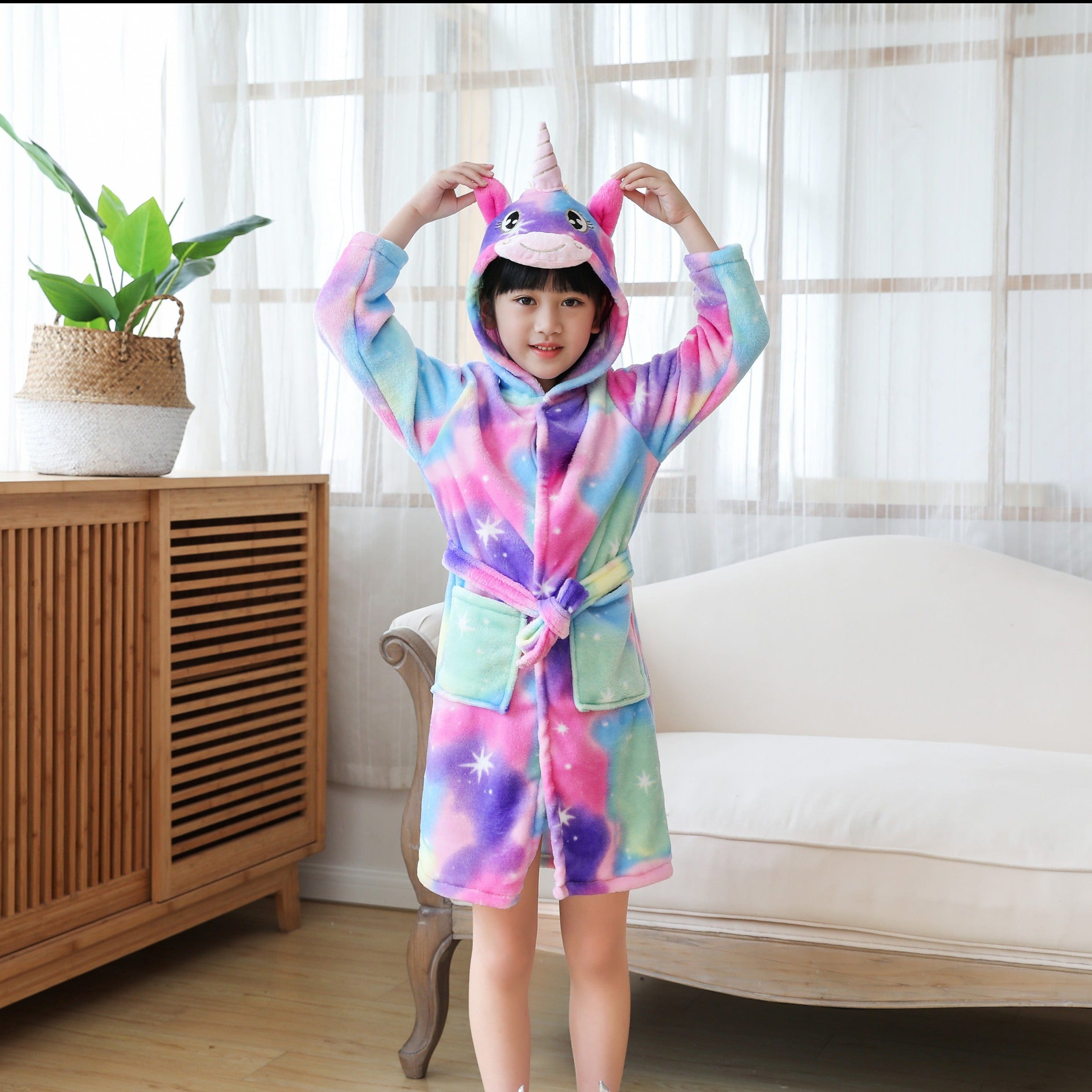 UNICORN ROBE WITH HOODIE FOR GIRLS - 12438