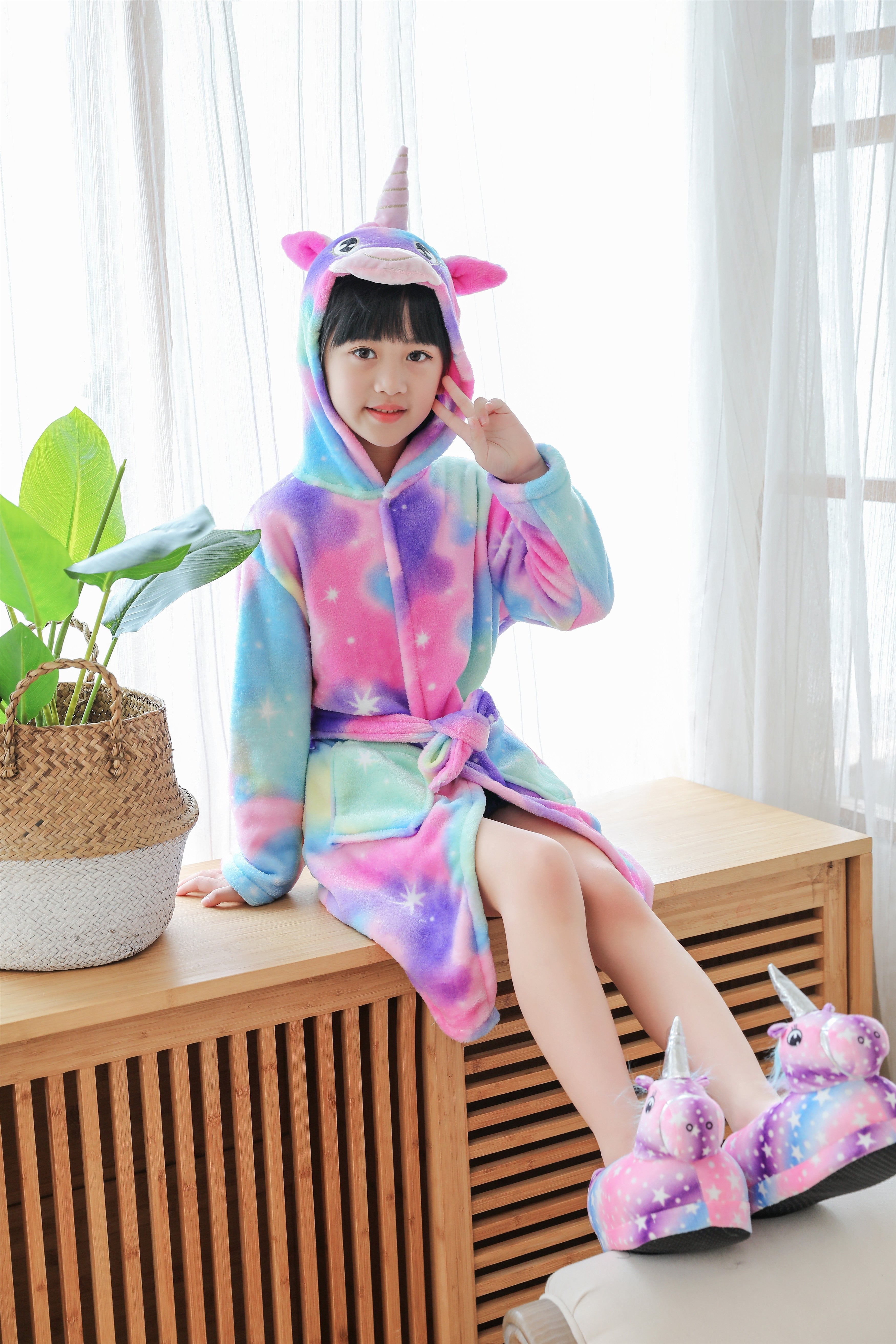 UNICORN ROBE WITH HOODIE FOR GIRLS - 12438