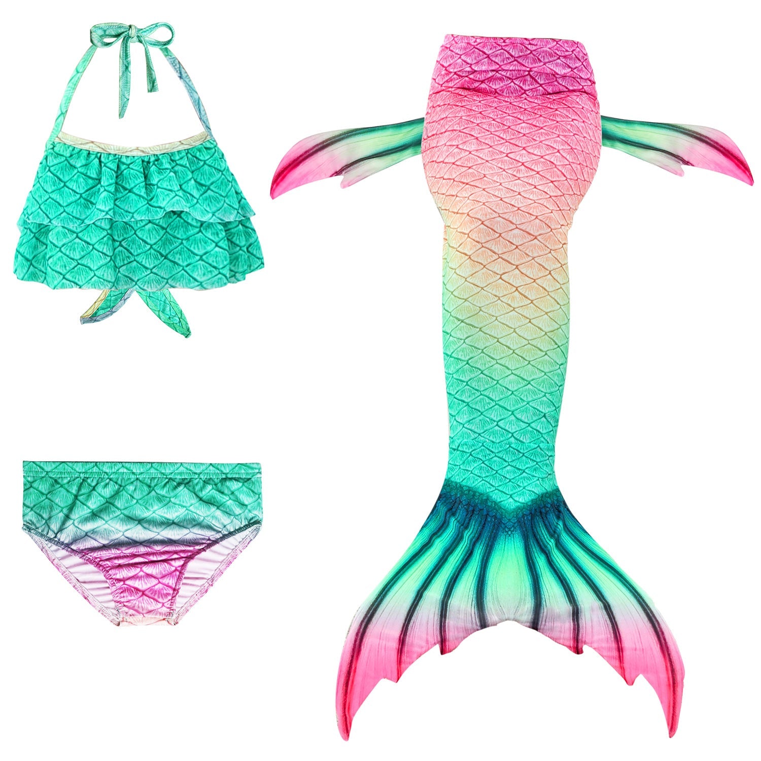 SET OF BIKINI SWIMSUIT FOR GIRLS WITH MERMAID TAIL - 11680