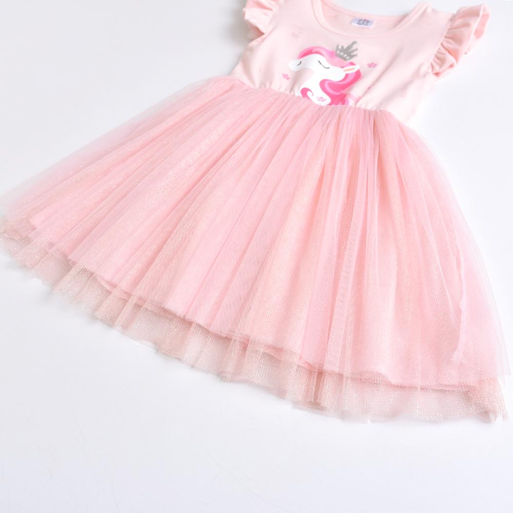 SHORT SLEEVED DRESS WITH UNICORN - 10001