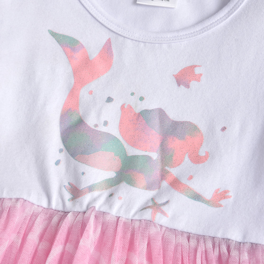 LONG SLEEVED DRESS WITH MERMAID - CLOSE UP TOP SIDE