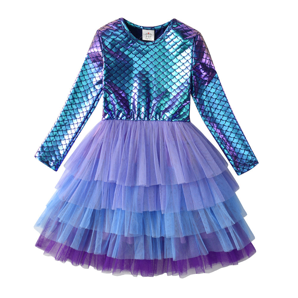 LONG SLEEVED DRESS WITH MERMAID PATTERN