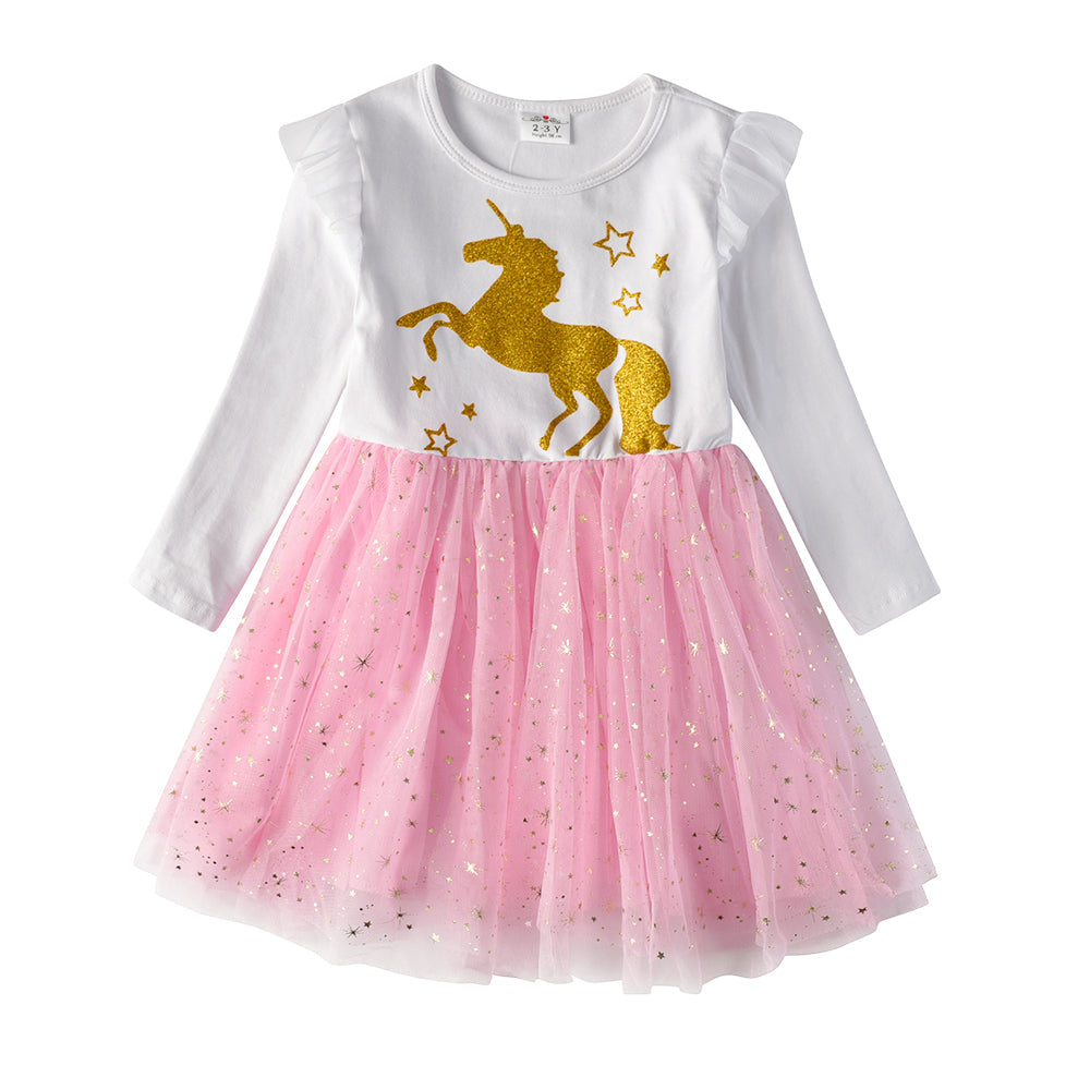 LONG SLEEVED DRESS WITH UNICORN - 10803
