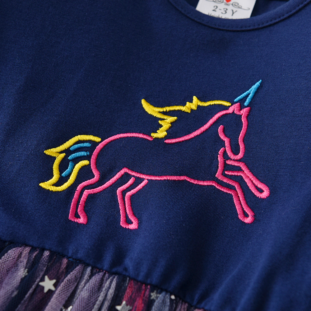LONG SLEEVED DRESS WITH UNICORN - 10822