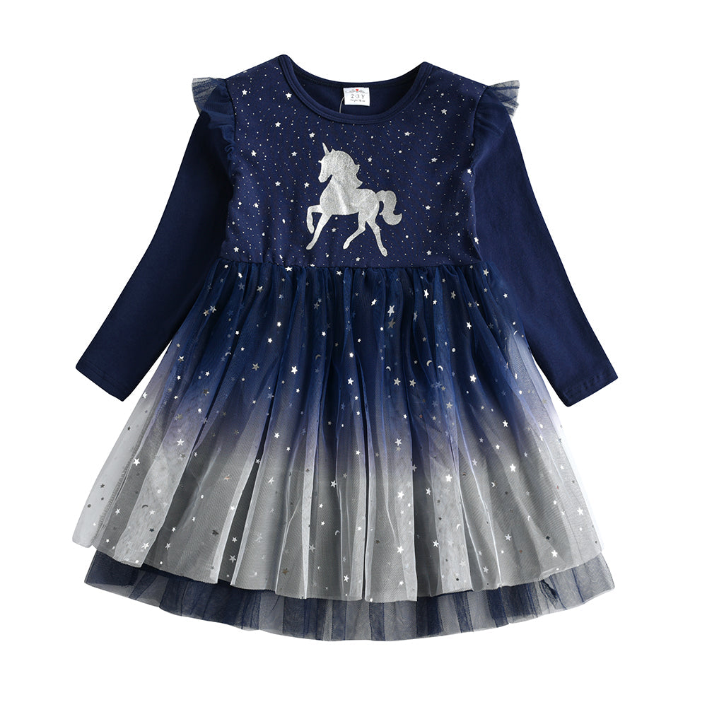 LONG SLEEVED DRESS WITH UNICORN - 10802
