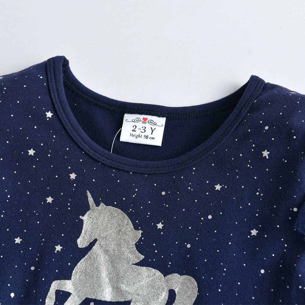 LONG SLEEVED DRESS WITH UNICORN - 10802