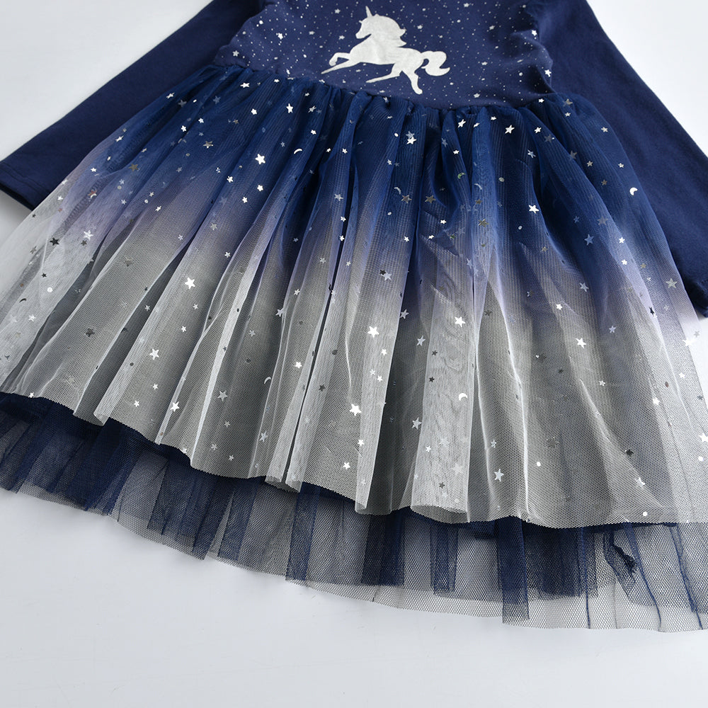 LONG SLEEVED DRESS WITH UNICORN - 10802