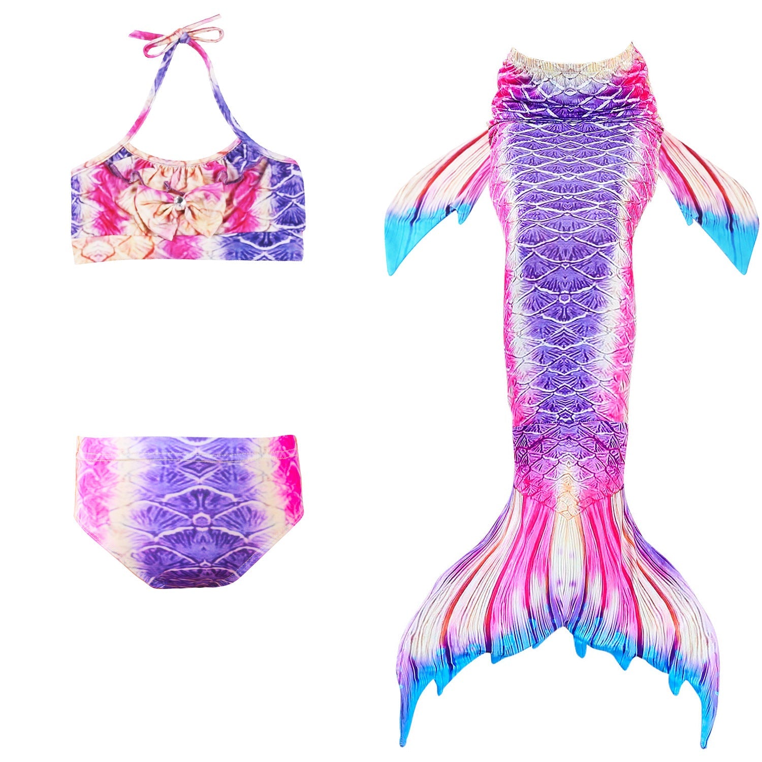 SET OF BIKINI SWIMSUIT FOR GIRLS WITH MERMAID TAIL - 11676