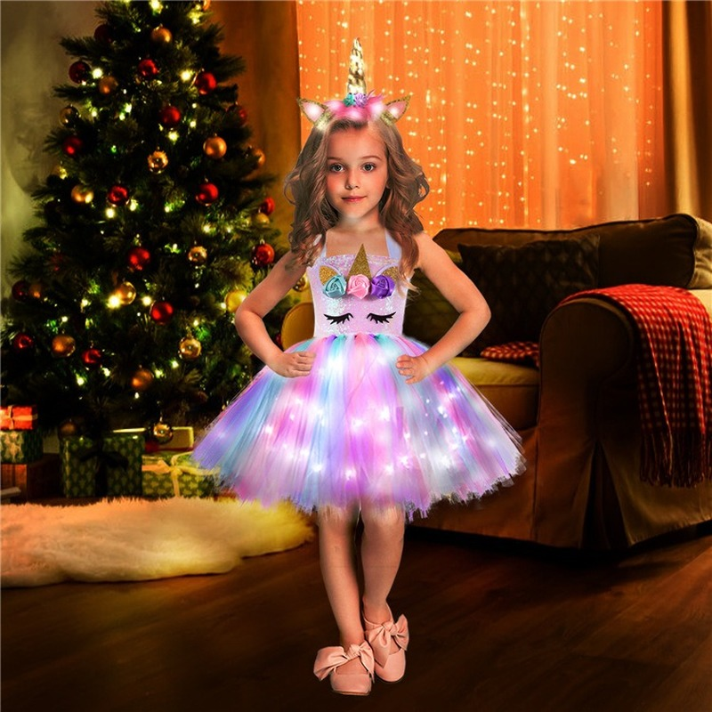 UNICORN DRESS WITH LIGHTS AND WINGS WITH UNICORN HEADPIECE FOR GIRLS - 11946