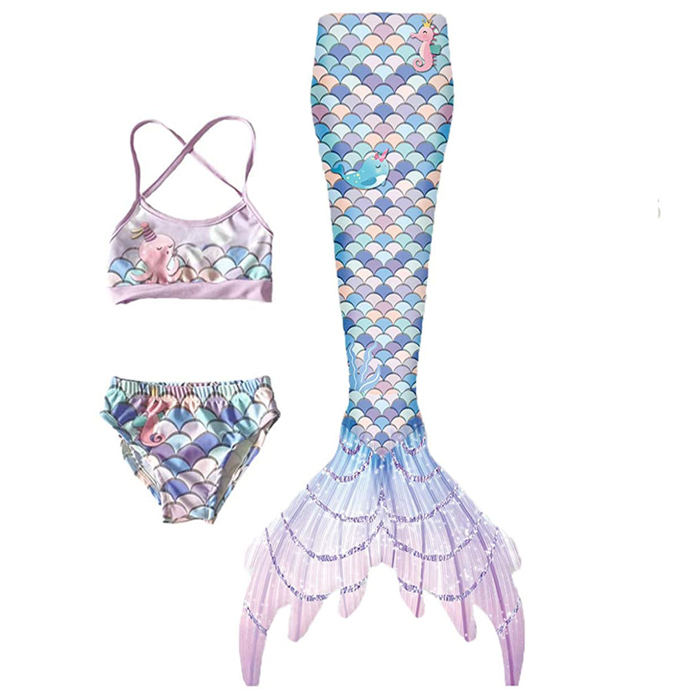 SET OF BIKINI SWIMSUIT FOR GIRLS WITH MERMAID TAIL - 12386