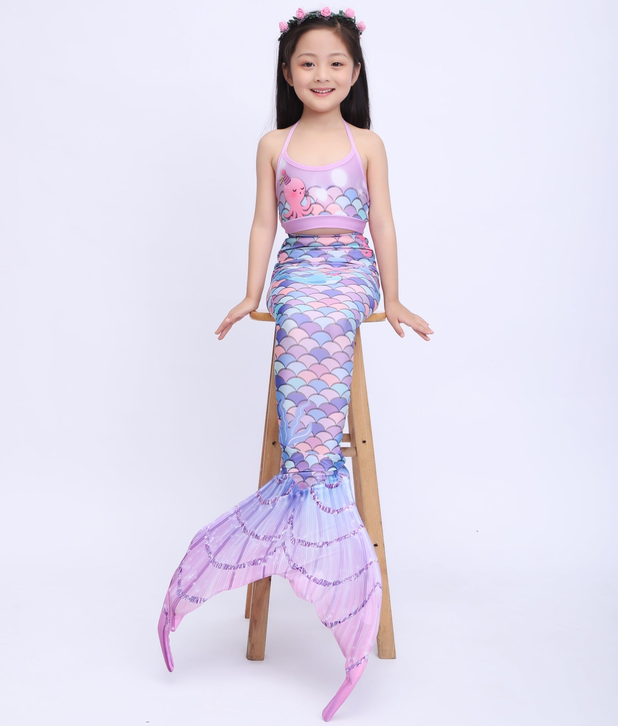 SET OF BIKINI SWIMSUIT FOR GIRLS WITH MERMAID TAIL - 12386