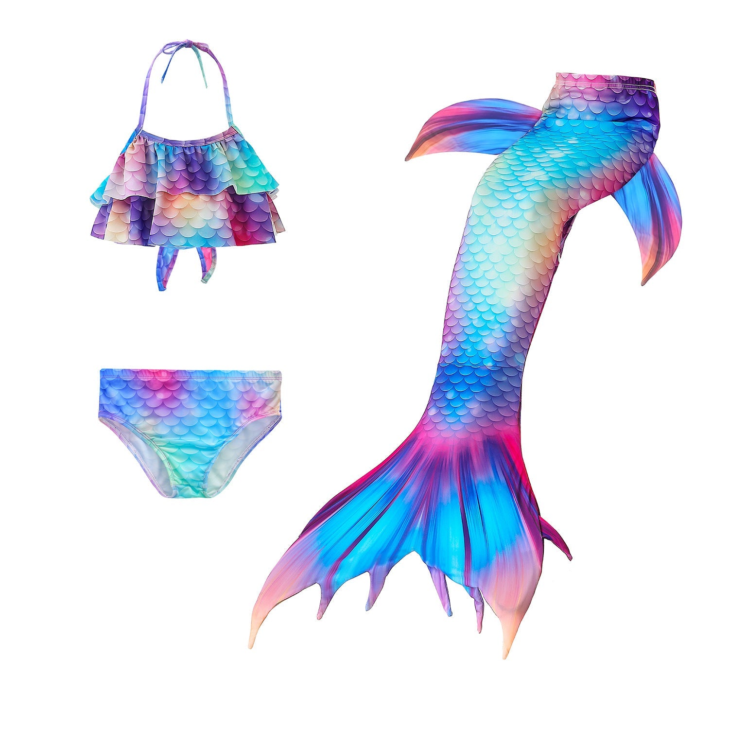 SET OF BIKINI SWIMSUIT FOR GIRLS WITH MERMAID TAIL - 12381