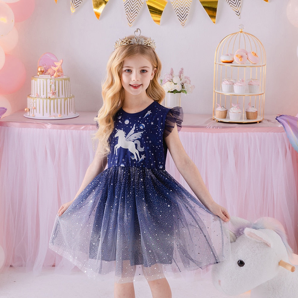 SHORT SLEEVED UNICORN DRESS - 10036