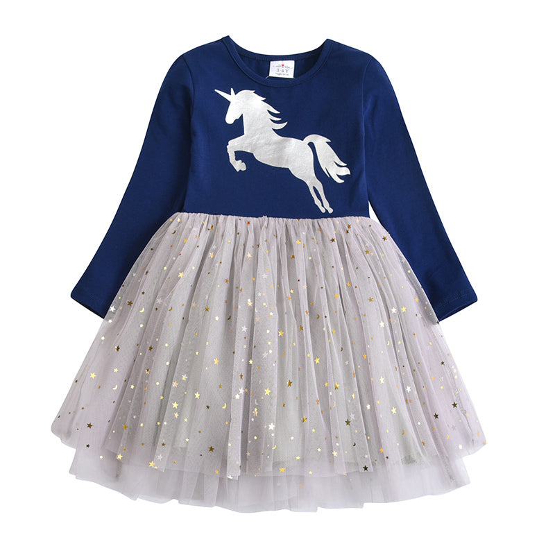 LONG SLEEVED DRESS WITH UNICORN - 10823