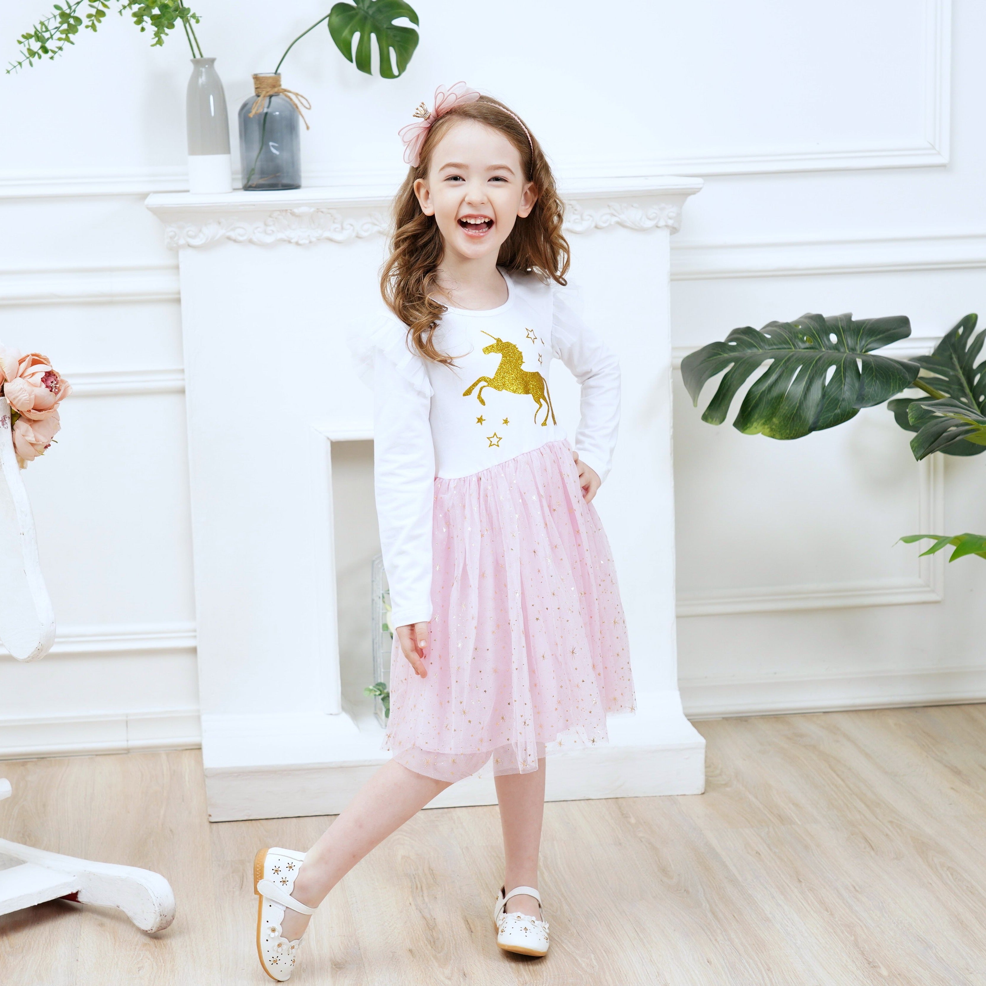 LONG SLEEVED DRESS WITH UNICORN - 10803