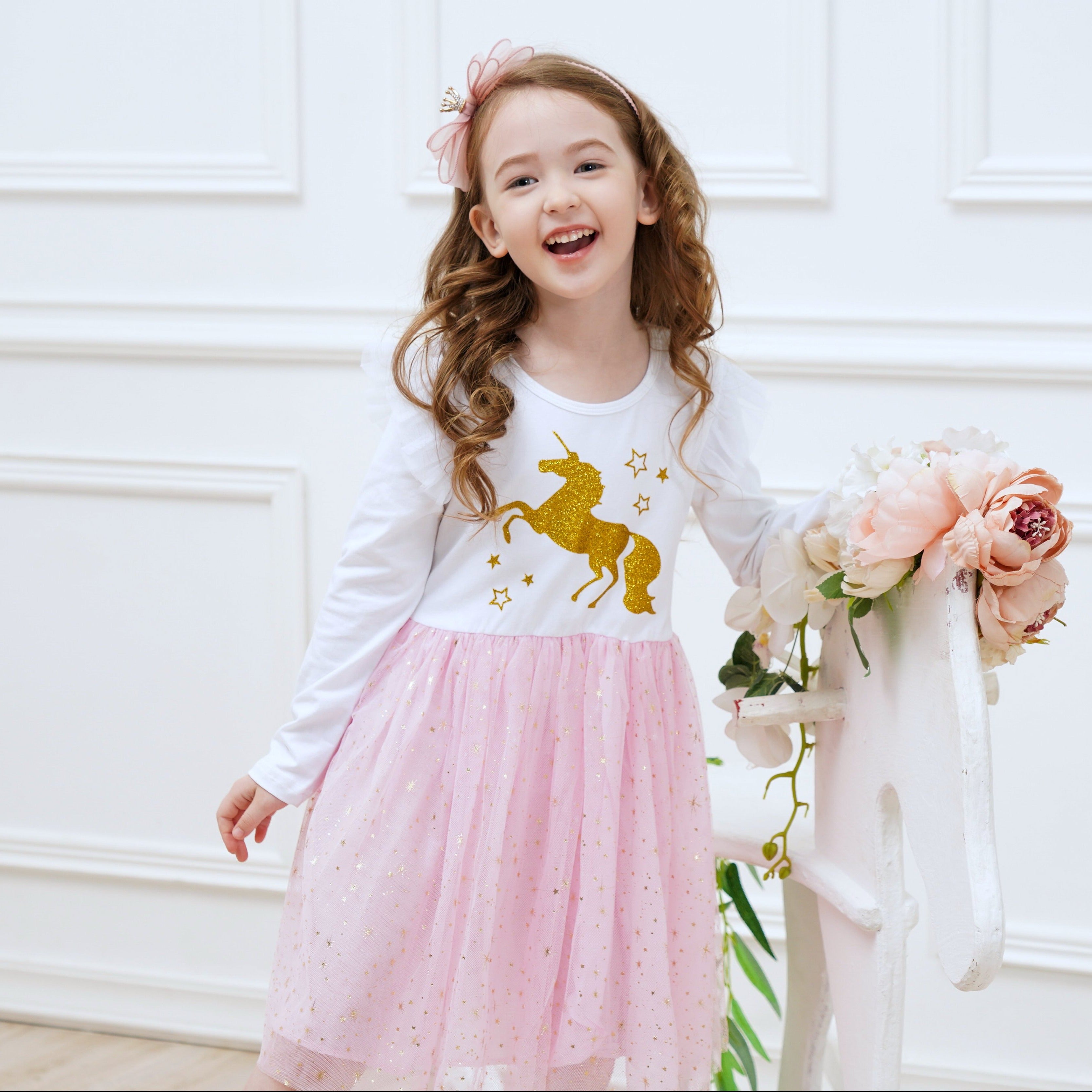 LONG SLEEVED DRESS WITH UNICORN - 10803