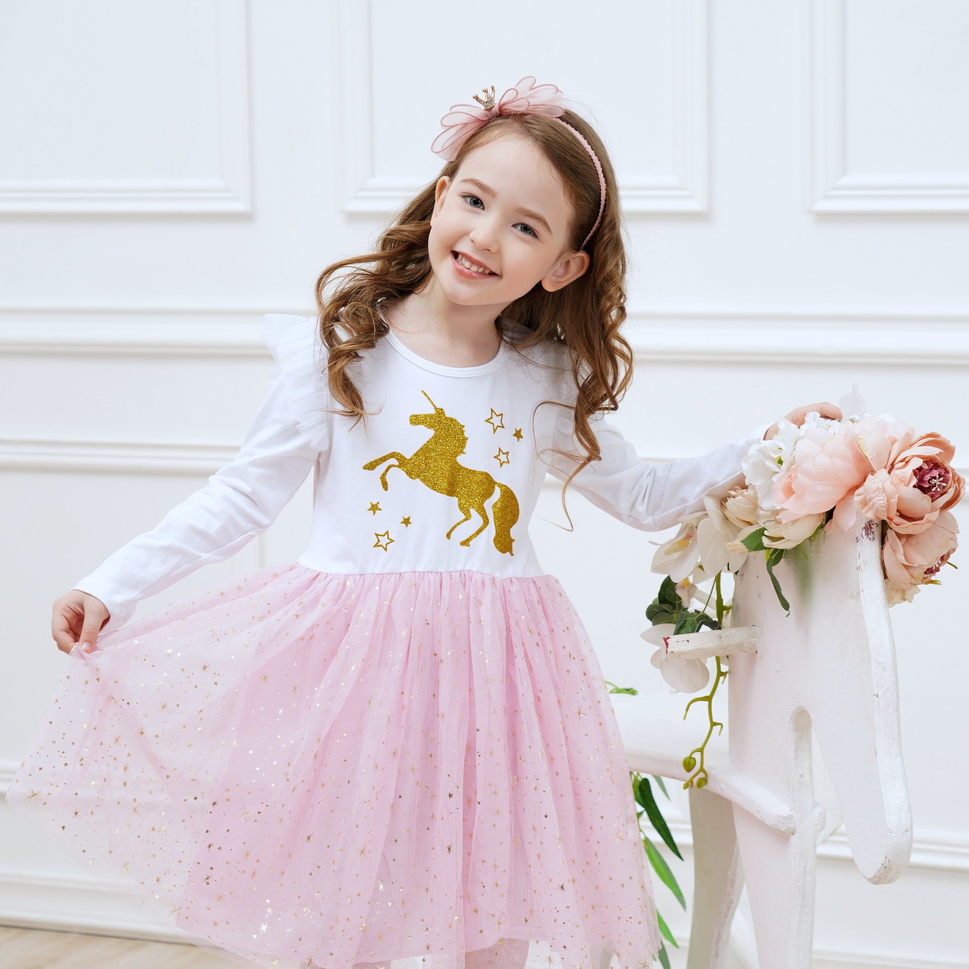 LONG SLEEVED DRESS WITH UNICORN - 10803