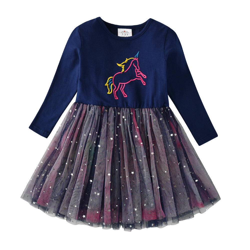 LONG SLEEVED DRESS WITH UNICORN - 10822
