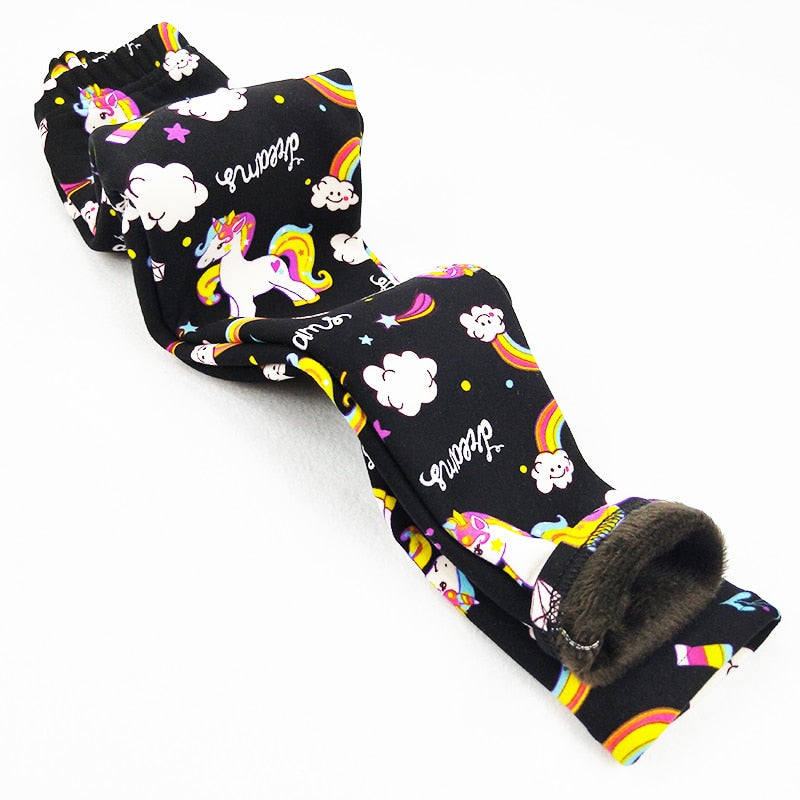 WARM LEGGINGS WITH FLEECE AND UNICORNS - 11765