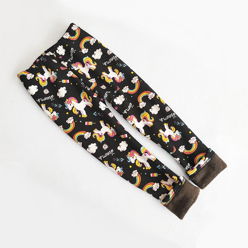 WARM LEGGINGS WITH FLEECE AND UNICORNS - 11765