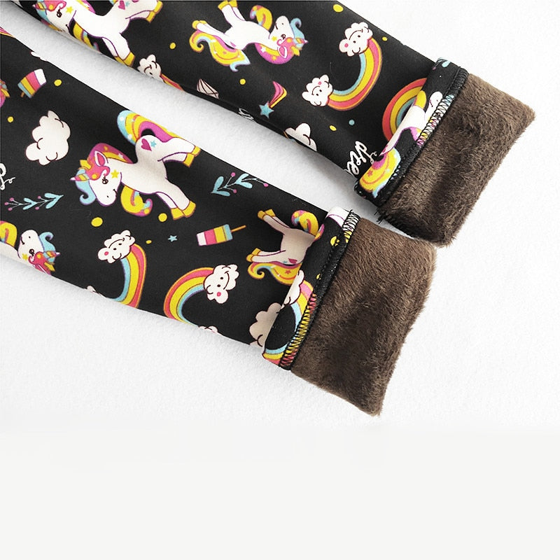 WARM LEGGINGS WITH FLEECE AND UNICORNS - 11765