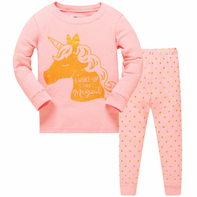 ELASTIC AND SLIMFIT LONG SLEEVED PAJAMAS WITH UNICORN FOR GIRLS
