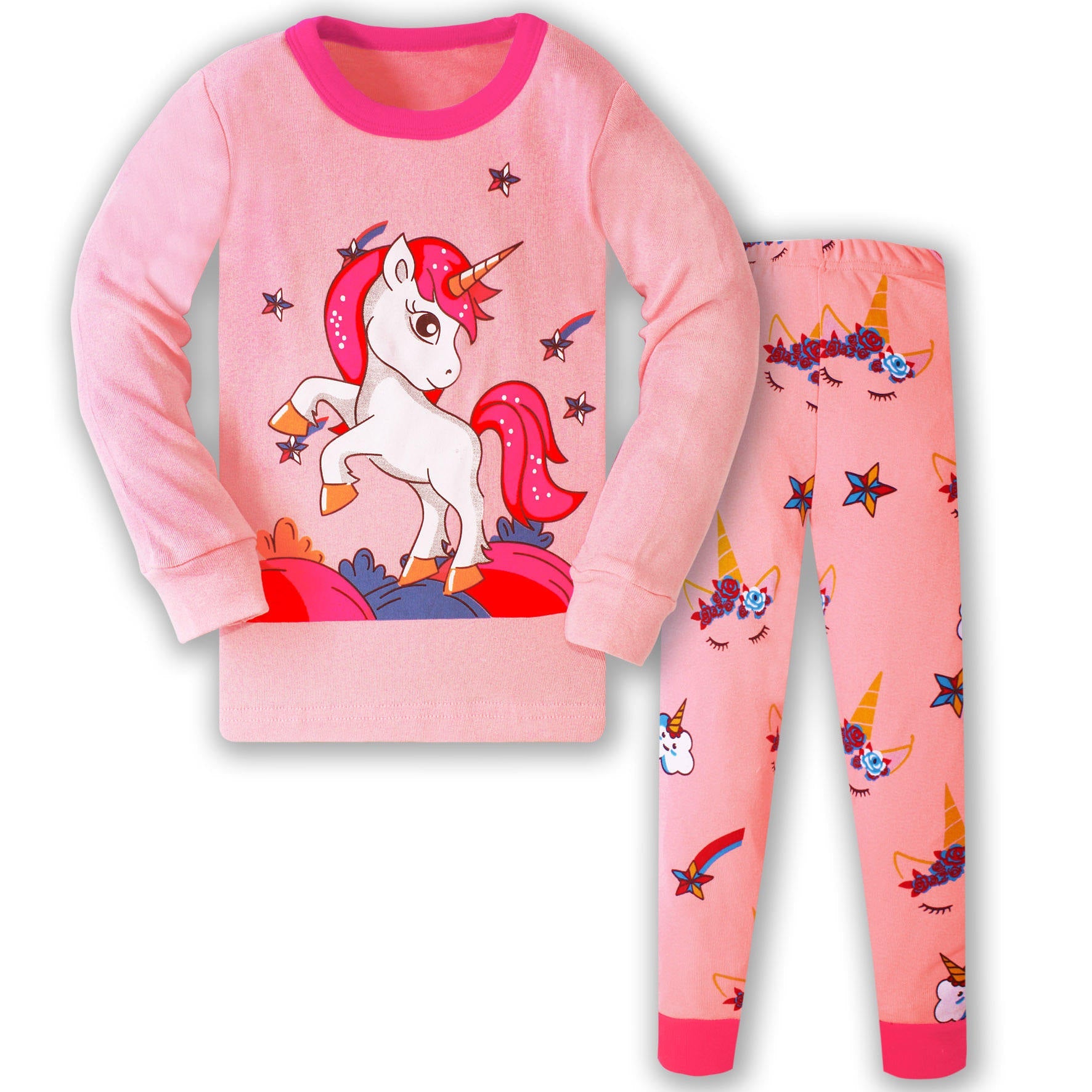 ELASTIC SLIMFIT LONG SLEEVED PAJAMAS WITH UNICORN FOR GIRLS