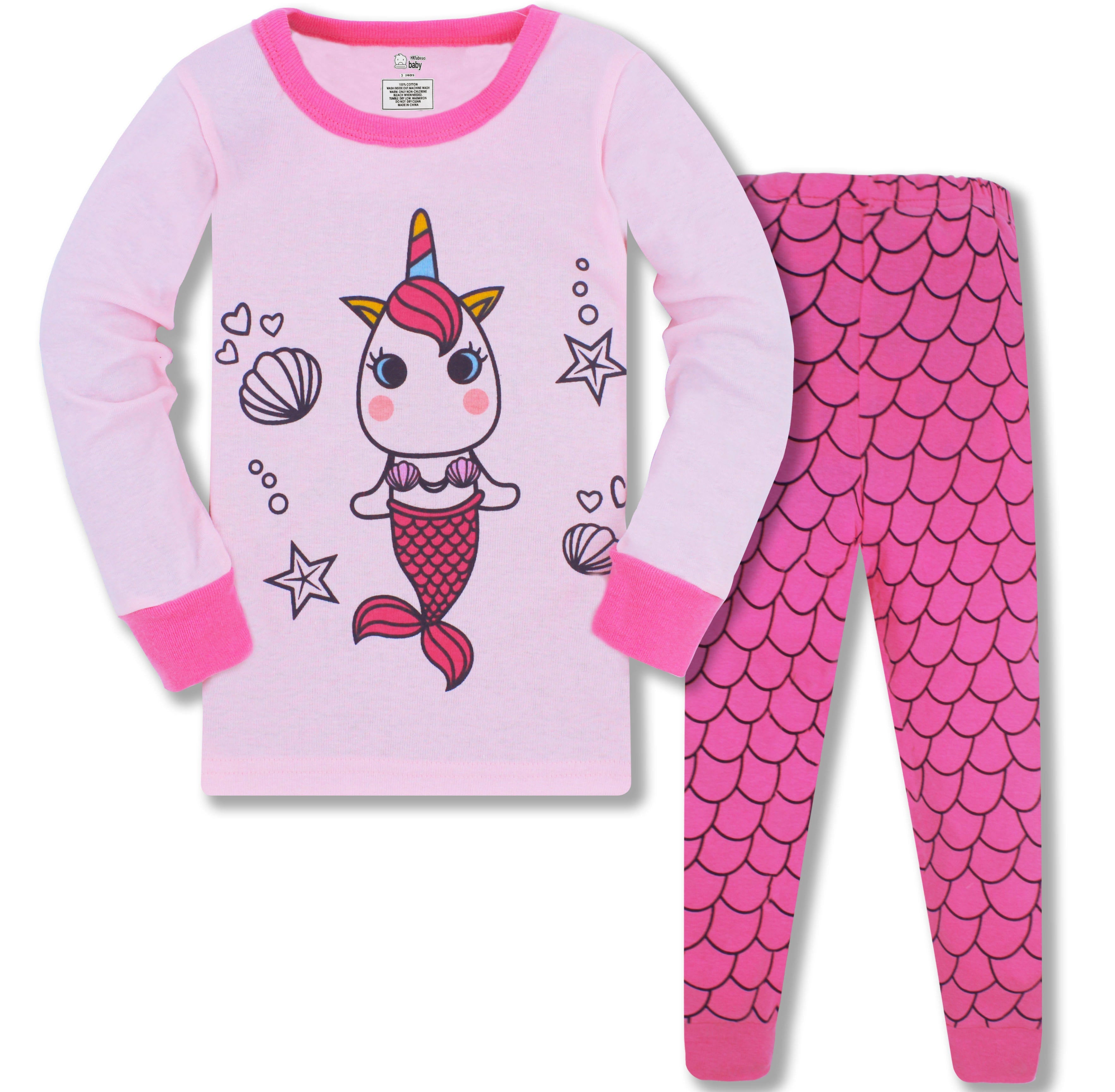 ELASTIC SLIMFIT LONG SLEEVED PAJAMAS WITH UNICORN-MERMAID FOR GIRLS