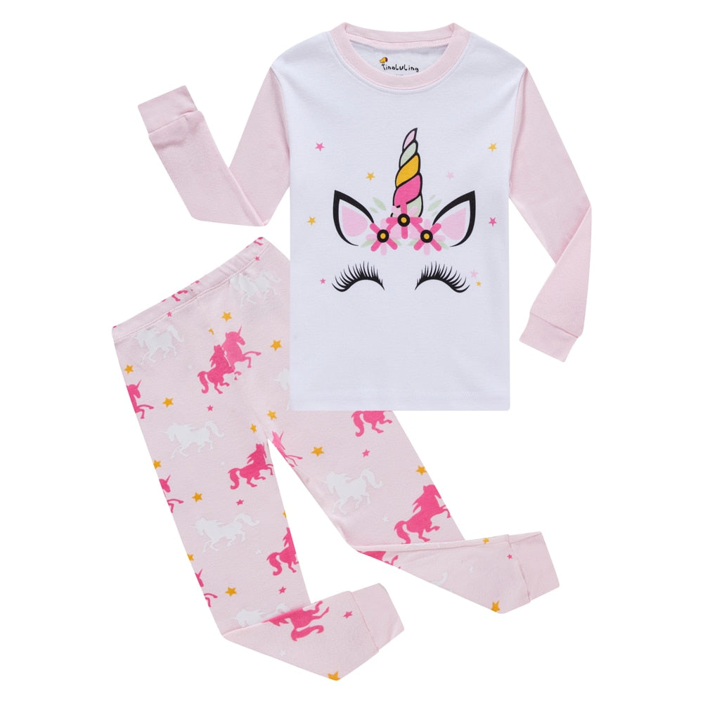 ELASTIC SLIMFIT LONG SLEEVED PAJAMAS WITH UNICORN FOR GIRLS